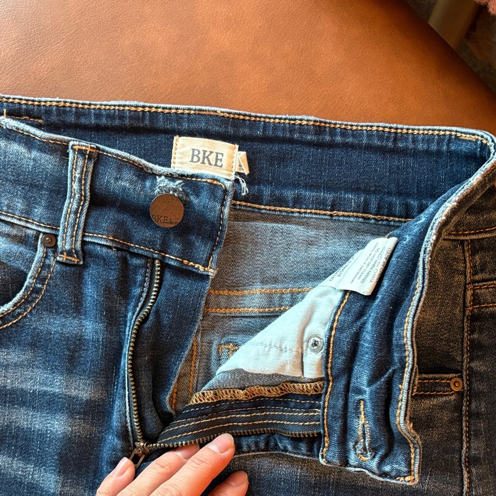 BKE Blue Frayed Hem Mini Skirt - Picture 3 of 7